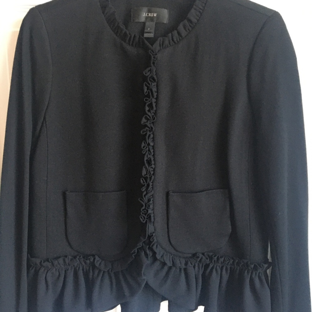 J. Crew Going Out Blazer Jacket Ruffles Sz 2 NWOT